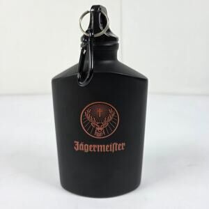 Jagermeister Jager Logo Bottle Flask Black Screw Top Aluminum Carabiner Canteen